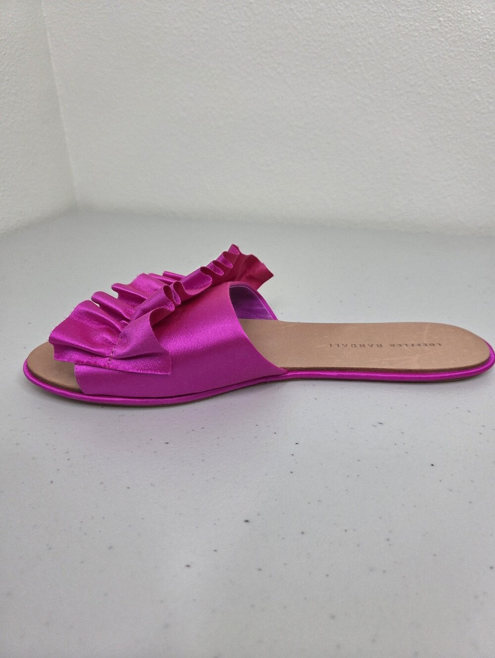 Loeffler Randall Rey Satin Ruffle Slides Fuchsia Hot Pink - Picture 10 of 13